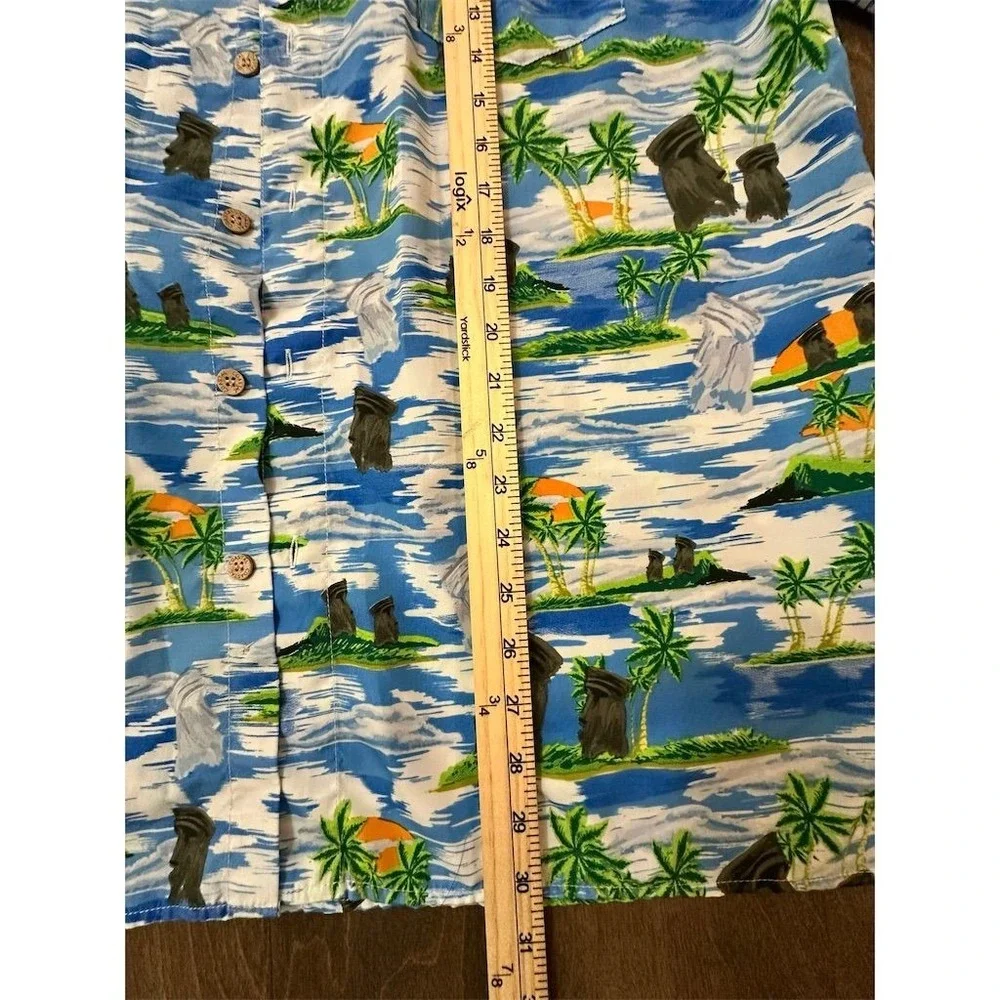 CSTL Men's Hawaiian Shirt L Tiki‎ Graphic Print Short Sleeve Casual